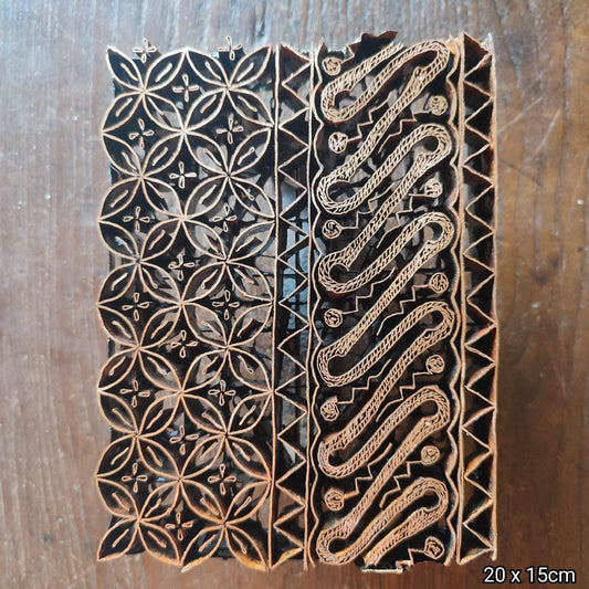 Kawung Parang Copper Batik Stamp 7.87" x 5.90" - Fabric Stamping / Home Decor | Batikku Wonderland
